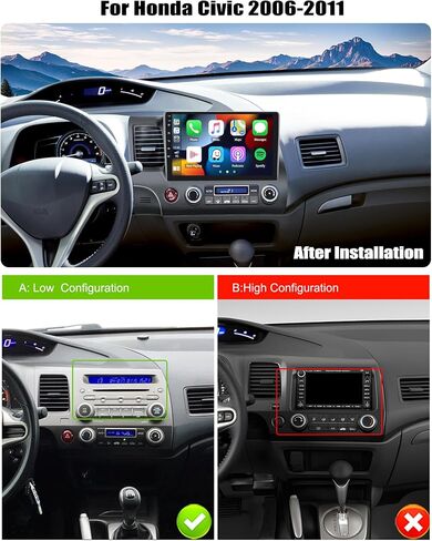 2 + 64G Android 15 Car Stereo لـ Honda Civic 2006-2011 مع Carplay Android Auto ، 10.1 "شاشة تعمل باللمس مع WiFi GPS Mirror Link Bluetooth EQ FM RDS SWC + Camera Backup in Kuwait