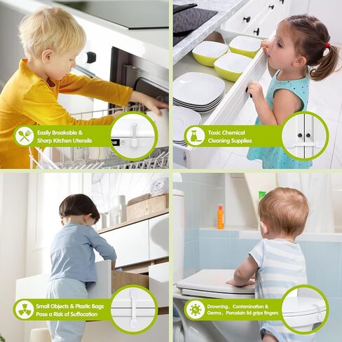 4-Pack Child Safety Locks，No Drilling Adhesive Child Safety Cabinet Lock Proofing-Adjustable and Easy to Install,Multi Purpose for Drawers,Cupboard,Fridge,Dishwasher,Toilet Seat,Oven in Saudi Arabia