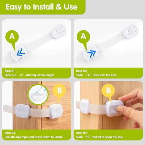 4-Pack Child Safety Locks，No Drilling Adhesive Child Safety Cabinet Lock Proofing-Adjustable and Easy to Install,Multi Purpose for Drawers,Cupboard,Fridge,Dishwasher,Toilet Seat,Oven in Saudi Arabia