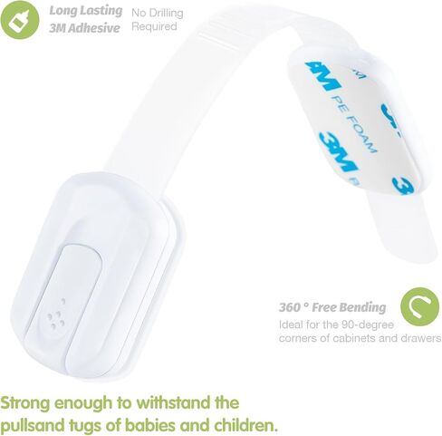 4-Pack Child Safety Locks，No Drilling Adhesive Child Safety Cabinet Lock Proofing-Adjustable and Easy to Install,Multi Purpose for Drawers,Cupboard,Fridge,Dishwasher,Toilet Seat,Oven in Saudi Arabia