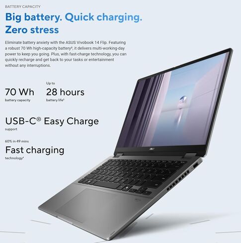 ASUS Vivobook S 14 Copilot+ PC Laptop 14" WUXGA OLED 60Hz Laptop Intel Core Ultra 7 258V 32GB RAM 1TB SSD, Black, Windows 11 Pro in Saudi Arabia