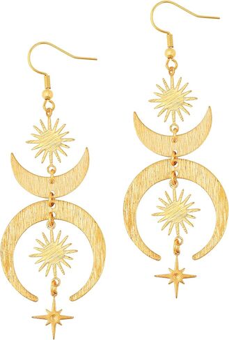 Sacina Black Celestial Sun Moon Star Earrings Dangle, Gothic Boho Earrings for Women, Boho Jewelry, Christmas Jewelry Gift For Women in Saudi Arabia