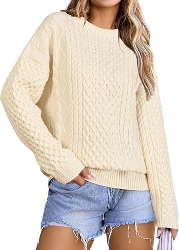 Arach&Cloz Women's Wool Blend Cable Knit Fall Winter Chunky Oversized Sweaters 2025 in Saudi Arabia