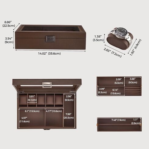 ProCase Men's Jewelry Box, Jewellry Storage Holder Organizer Case for Watch Sunglasses Rings Cufflinks Accessories, Gift for Male Father Boyfriend -Espresso in Saudi Arabia