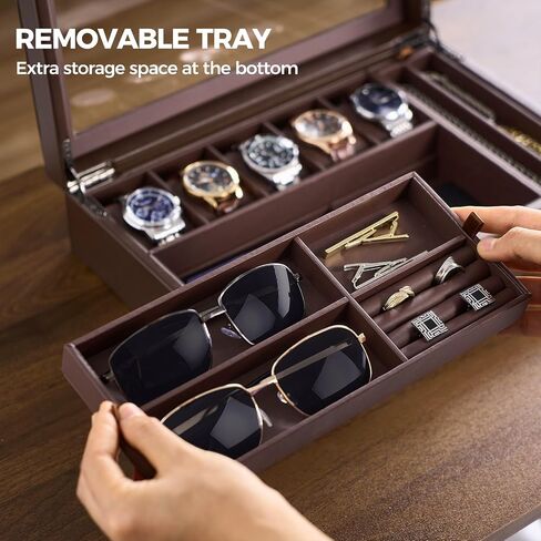 ProCase Men's Jewelry Box, Jewellry Storage Holder Organizer Case for Watch Sunglasses Rings Cufflinks Accessories, Gift for Male Father Boyfriend -Espresso in Saudi Arabia