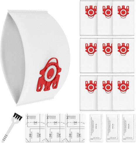 استبدال أكياس الغبار Airclean ثلاثية الأبعاد لسلسلة Miele FJM Vacuum Compact C2 Compact C1 Complete C1 S241 S290 S300i S500 S700 S4 S6 (عبوة من 15 قطعة) مع 3 مرشحات لحماية المحرك و3 مرشحات هواء نظيفة in Kuwait