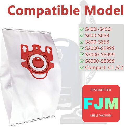 3D Airclean Dust Bags Replacement for Miele FJM Vacuum Compact C2 Compact C1 Complete C1 S241 S290 S300i S500 S700 S4 S6 Series (Pack of 15) with 3 Motor Protection Filters 3 Air.Clean Filters in Saudi Arabia