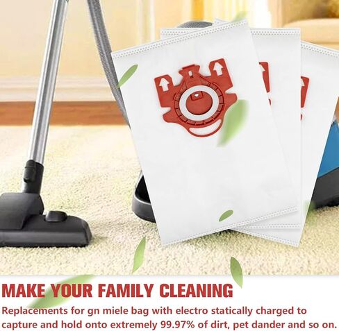 3D Airclean Dust Bags Replacement for Miele FJM Vacuum Compact C2 Compact C1 Complete C1 S241 S290 S300i S500 S700 S4 S6 Series (Pack of 15) with 3 Motor Protection Filters 3 Air.Clean Filters in Saudi Arabia