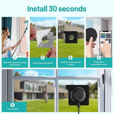 2K 3MP Window Camera,5G&2.4GHz WiFi AI Color Night Vision, Wireless Indoor Home Security Cam w/Motion Detection, 2-Way Talk, Alexa, 24/7 Recording, Zone Set, 10Ft Cable, Easy Install, 2-Pack in Saudi Arabia