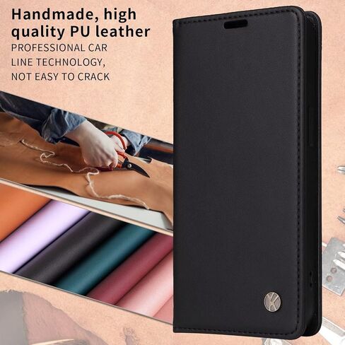 Case Compatible Xiaomi 12 Lite with Flip Case Book Cover Premium PU Leather Magnetic Folding Stand Case for Xiaomi 12 Lite, Black in Saudi Arabia