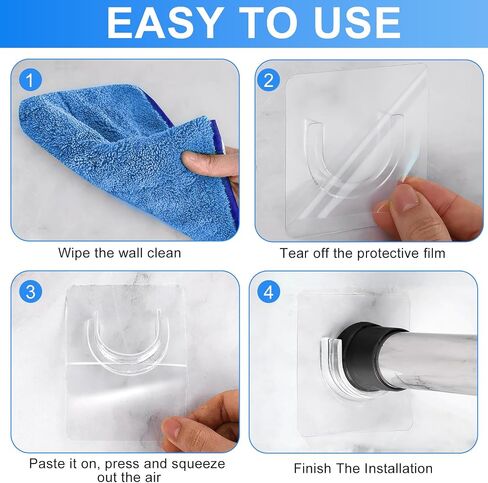 12PCS Self Adhesive Curtain Rod Holder, No Drill Curtain Rod Brackets, Nail Free Adjustable Curtain Rod Hooks, Curtain Rods No Drilling for Windows Home Kitchen Bedroom Hotel (White) in Kuwait