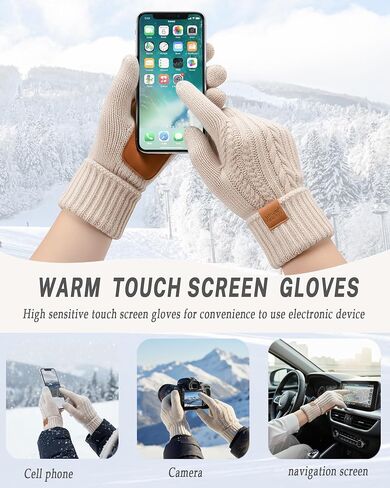 Winter Hat Scarf Gloves Set for Women Warm Cute Fleece Lined Beanie Pom Pom Long Scarf Touchscreen Gloves Cold Weather Gift in Saudi Arabia