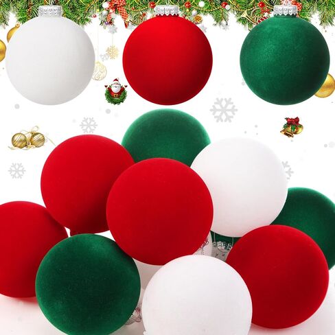 Liliful 12 Pcs Christmas Ball Ornaments Large 4'' Christmas Ornaments Xmas Shatterproof Tree Decorations Extra Large Outdoor Hanging Plastic Balls(Red,Green,Gold,Shiny) in Saudi Arabia