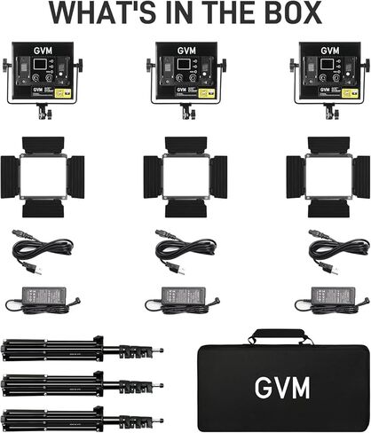 مجموعة إضاءة فيديو GVM RGB LED، مصابيح استوديو مطورة 800D 6X مع عدسة بصرية، إضاءة تصوير فوتوغرافي مع 20 وضعًا للمشهد، مصابيح لوحة مع 19500 لوكس/0.5 متر، تصوير، محتوى، محمول، عبوتان in Kuwait