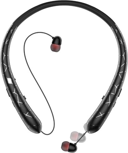 سماعات الرأس Bluetooth الرقبة ، سماعات الرأس القابلة للسحب و IPX5 مقاوم للبلصات ، وسماعات العنق ، مكالمات تنبيه الاهتزاز مع إلغاء ضوضاء الاستريو للرياضة/الأعمال in Kuwait