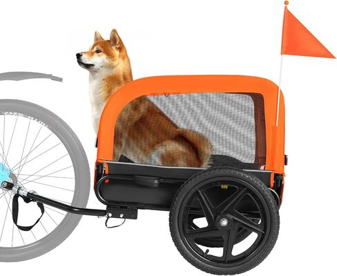 Sepnine Dog Bike Trailer, Dog Cart for Bicycle, Suitable for Small and Medium Pets, Easy Folding Cart Frame, Quick Release Wheel, Non-Slip Floor, Internal Leash, 66LBS Grey in Saudi Arabia