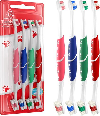Pet Toothbrush for Dogs, Cats with Soft Bristles - Easy Teeth Cleaning & Dental Care, Non Slip Dual Head Dog Toothbrush in Saudi Arabia