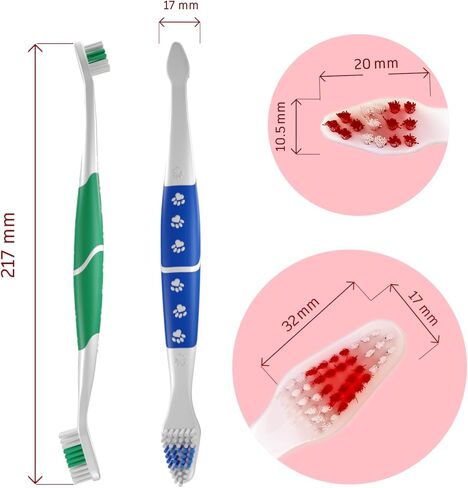 Pet Toothbrush for Dogs, Cats with Soft Bristles - Easy Teeth Cleaning & Dental Care, Non Slip Dual Head Dog Toothbrush in Saudi Arabia