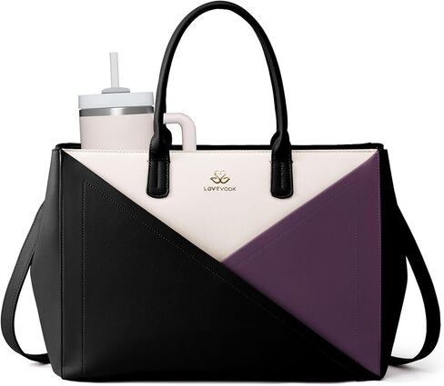 LoveVook Laptop Bag Bag للنساء مع حامل كوب كبير ، 15.6 بوصة بو حقيبة عمل حقيبة عمل معلم ، حقيبة مصحوبة للماء ، حقيبة يد حقيبة عمل على حقائب مكتب أعمال. in Saudi Arabia
