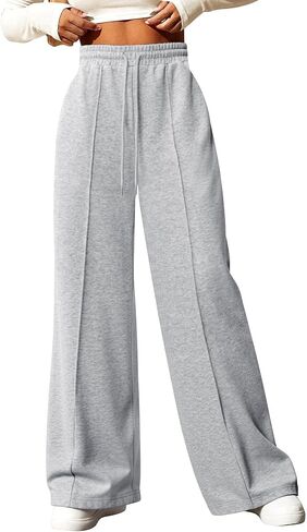 Womens Wide Leg Sweatpants High Waisted Drawstring Sweatpant Baggy Pants with Pockets Athletic Joggers in Kuwait