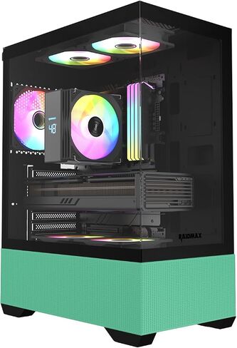 RAIDMAX I802 MESH AIR تدفق الهواء المضغوط ATX Mid Tower Case-270 ° عرض الزجاج المقسّر ، و 5 أضعاف مثبتة مسبقًا على مراوح RGB ثابتة 120 مم ، ويدعم لوحات موات GPU ATX/MICRO MICRO ، MAX 340 مم (أبيض) in Kuwait