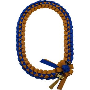 Grosgrain Ribbon Lei with Multiple School Color Options -Graduation Leis, 48" Graduation Leis, 2025 Graduation Grosgrain Ribbon Leis - Special school Colors (G2-Light gold & White) in Saudi Arabia