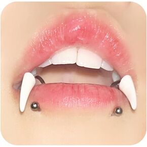 2Pc Piercing Labret for Women Men Fake Wolf Teeth Personalized Fangs Lower Labret Trend Fashion Stainless Steel Polishing Snake Bite Piercing Lip Cuff Vampire Fangs Lip Cuff Piercings Jewelry Halloween Body Piercings Cosplay Lip Ring in Saudi Arabia