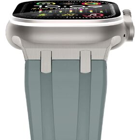 مصمم لفرقة Apple Watch Apple Watch Ultra 2/Ultra 49mm للرجال ، نطاقات السيليكون مع موصل معدني من الفولاذ المقاوم للصدأ ، لسلسلة IWatch 10 46 مم ، سلسلة 9/8/7 45 مم ، SE2/SE/6/5/4 44 مم ، 3/2/1 42 ​​مم in Kuwait