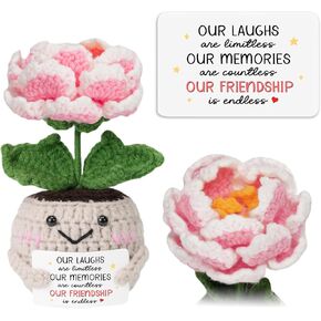 Hexmoz احصل على هدايا جيدة للنساء والأصدقاء - الدعم العاطفي المصنوع يدويًا الكروشيه زهرة الفاوانيا مع بطاقة إيجابية - التشجيع ، والشعور بتحسن ، وأفكار عيد الميلاد - ديكور المكتب in Kuwait