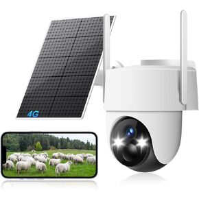 Apone 4G LTE Cellular Solar Security Camera, No WiFi Security Camera Outdoor, 360° View, 2K Color Night Vision, Motion Detection, 2 Way Audio, Motion Alerts, Built in SIM Card (4-Cam Pack) in Saudi Arabia