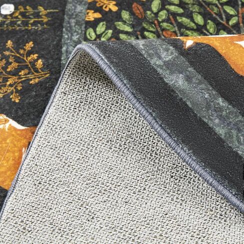 Cute Aesthetic Bedroom Rug, Ultra Thin Vintage Abstract 5x7 Carpet Washable, Boho Floral Botanical Area Rug for Living Room Entryway Kitchen Dorm, Green Woodland Forest Nature Kids Rug Nursery Carpet in Kuwait