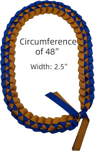 Grosgrain Ribbon LEI مع العديد من خيارات ألوان المدارس -Leis ، 48 "التخرج Leis ، 2025 Grosgrain Ribbon Leis -ألوان المدارس الخاصة (G2 Light Gold & White) in Saudi Arabia