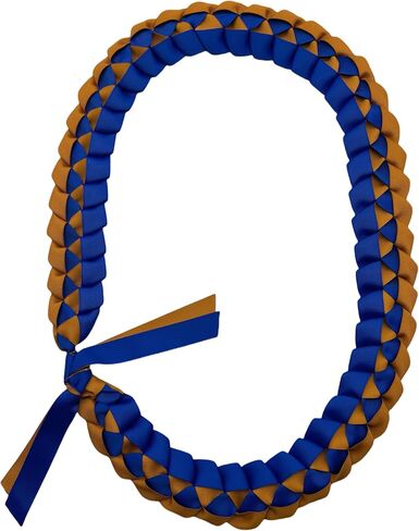 Grosgrain Ribbon LEI مع العديد من خيارات ألوان المدارس -Leis ، 48 "التخرج Leis ، 2025 Grosgrain Ribbon Leis -ألوان المدارس الخاصة (G2 Light Gold & White) in Saudi Arabia