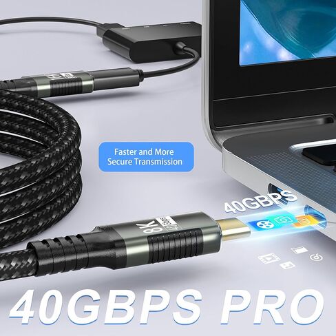 كابل امتداد USBC متوافق مع Thunderbolt 5 Extender نقل بيانات 80 جيجابت في الثانية ، USB C ذكر إلى كابل USB C الإناث ، عرض 8K/16K/PD 240W ، من أجل Thunderbolt 4/3/USB 5/4/SSD EGPU 1M/3.3FT in Kuwait