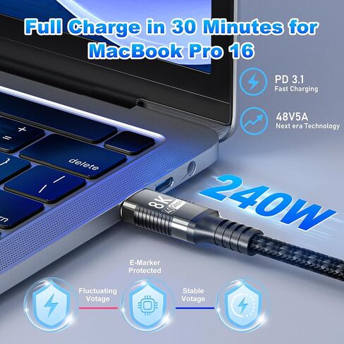 كابل امتداد USBC متوافق مع Thunderbolt 5 Extender نقل بيانات 80 جيجابت في الثانية ، USB C ذكر إلى كابل USB C الإناث ، عرض 8K/16K/PD 240W ، من أجل Thunderbolt 4/3/USB 5/4/SSD EGPU 1M/3.3FT in Kuwait