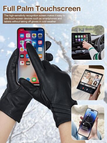 GSG Womens Leather Gloves Driving Touchscreen Warm Nappa Texting Winter Wool Knitted Liner in Saudi Arabia