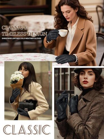 GSG Womens Leather Gloves Driving Touchscreen Warm Nappa Texting Winter Wool Knitted Liner in Saudi Arabia