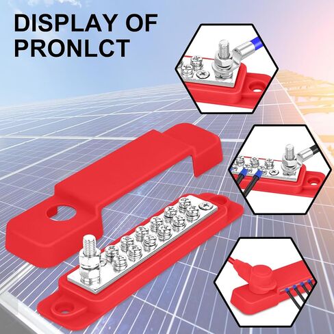 Power Distribution Block Bus Bar, 4 x 5/16" (M8) 12V 250A Terminal Studs Busbar for Battery, Solar, RV, Boat, Automotive - Positive & Negative (Pair, Red & Black) in Saudi Arabia