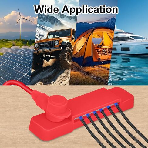 Power Distribution Block Bus Bar, 4 x 5/16" (M8) 12V 250A Terminal Studs Busbar for Battery, Solar, RV, Boat, Automotive - Positive & Negative (Pair, Red & Black) in Saudi Arabia