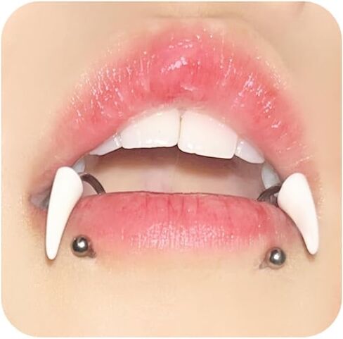 2Pc Piercing Labret for Women Men Fake Wolf Teeth Personalized Fangs Lower Labret Trend Fashion Stainless Steel Polishing Snake Bite Piercing Lip Cuff Vampire Fangs Lip Cuff Piercings Jewelry Halloween Body Piercings Cosplay Lip Ring in Saudi Arabia