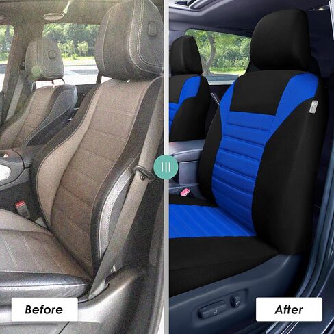 FH Group Automotive Car Seat Covers Rear Set Premium 3D Air Mesh Seat Covers, Airbag Compatible and Split Bench Cover Universal Fit Interior Accessories for Cars Trucks and SUVs - Blue in Saudi Arabia