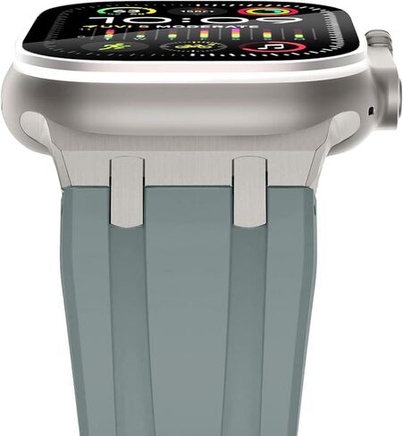 مصمم لفرقة Apple Watch Apple Watch Ultra 2/Ultra 49mm للرجال ، نطاقات السيليكون مع موصل معدني من الفولاذ المقاوم للصدأ ، لسلسلة IWatch 10 46 مم ، سلسلة 9/8/7 45 مم ، SE2/SE/6/5/4 44 مم ، 3/2/1 42 ​​مم in Kuwait