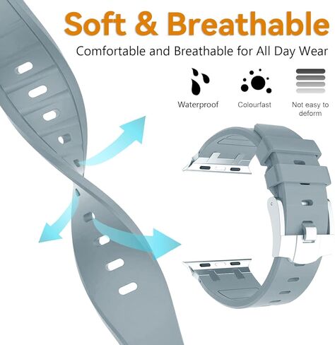 مصمم لفرقة Apple Watch Apple Watch Ultra 2/Ultra 49mm للرجال ، نطاقات السيليكون مع موصل معدني من الفولاذ المقاوم للصدأ ، لسلسلة IWatch 10 46 مم ، سلسلة 9/8/7 45 مم ، SE2/SE/6/5/4 44 مم ، 3/2/1 42 ​​مم in Kuwait