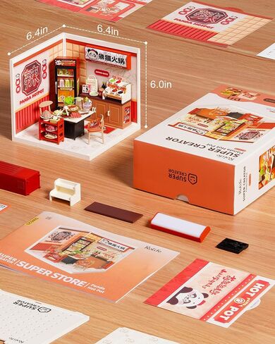 Rolife Super Creator Series, DIY Mini Hong Kong Bites Cafe Dollhouse House Kit, Bulid Scenary for Action Collectible Figures, Creative Gifts for Women Kids Adults in Saudi Arabia