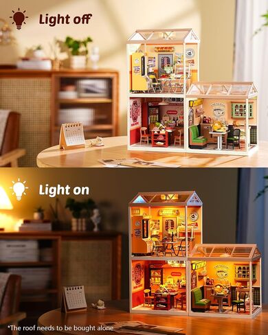 Rolife Super Creator Series, DIY Mini Hong Kong Bites Cafe Dollhouse House Kit, Bulid Scenary for Action Collectible Figures, Creative Gifts for Women Kids Adults in Saudi Arabia