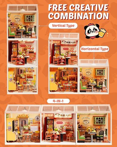 Rolife Super Creator Series, DIY Mini Hong Kong Bites Cafe Dollhouse House Kit, Bulid Scenary for Action Collectible Figures, Creative Gifts for Women Kids Adults in Saudi Arabia