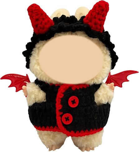 17cm Dolls Clothes Outfit Set for Labubu Dolls - Casual Style Hoodies Costumes for Doll, Black Set in Saudi Arabia