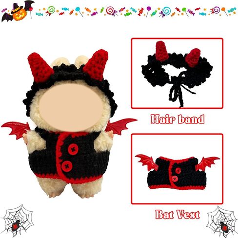 17cm Dolls Clothes Outfit Set for Labubu Dolls - Casual Style Hoodies Costumes for Doll, Black Set in Saudi Arabia