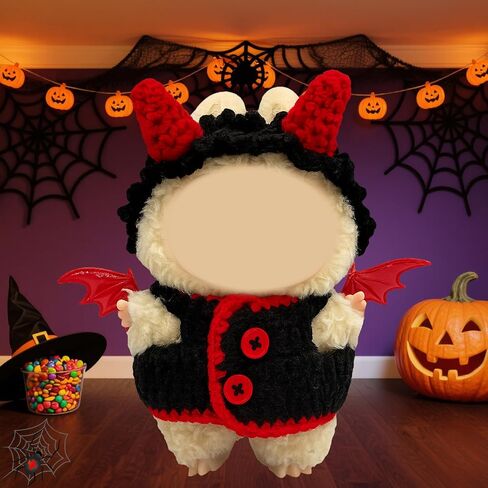 17cm Dolls Clothes Outfit Set for Labubu Dolls - Casual Style Hoodies Costumes for Doll, Black Set in Saudi Arabia