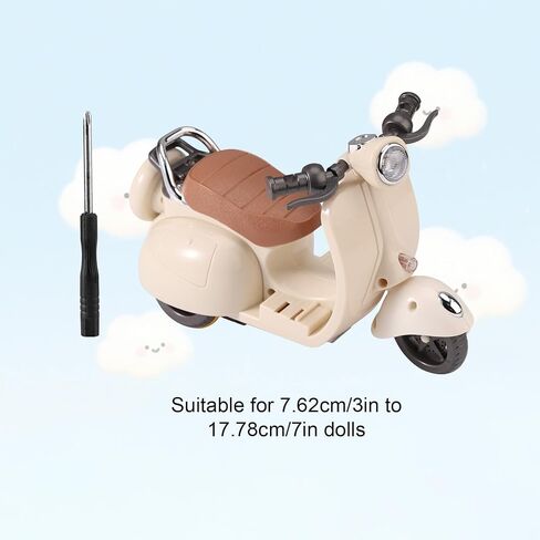 Mini Scooter Toy, Interactive Model Doll Car Accessories with Music and Light Toy Vehicle for Dolls Motorcycle Rotating Desktop Decoration Ornament in Saudi Arabia